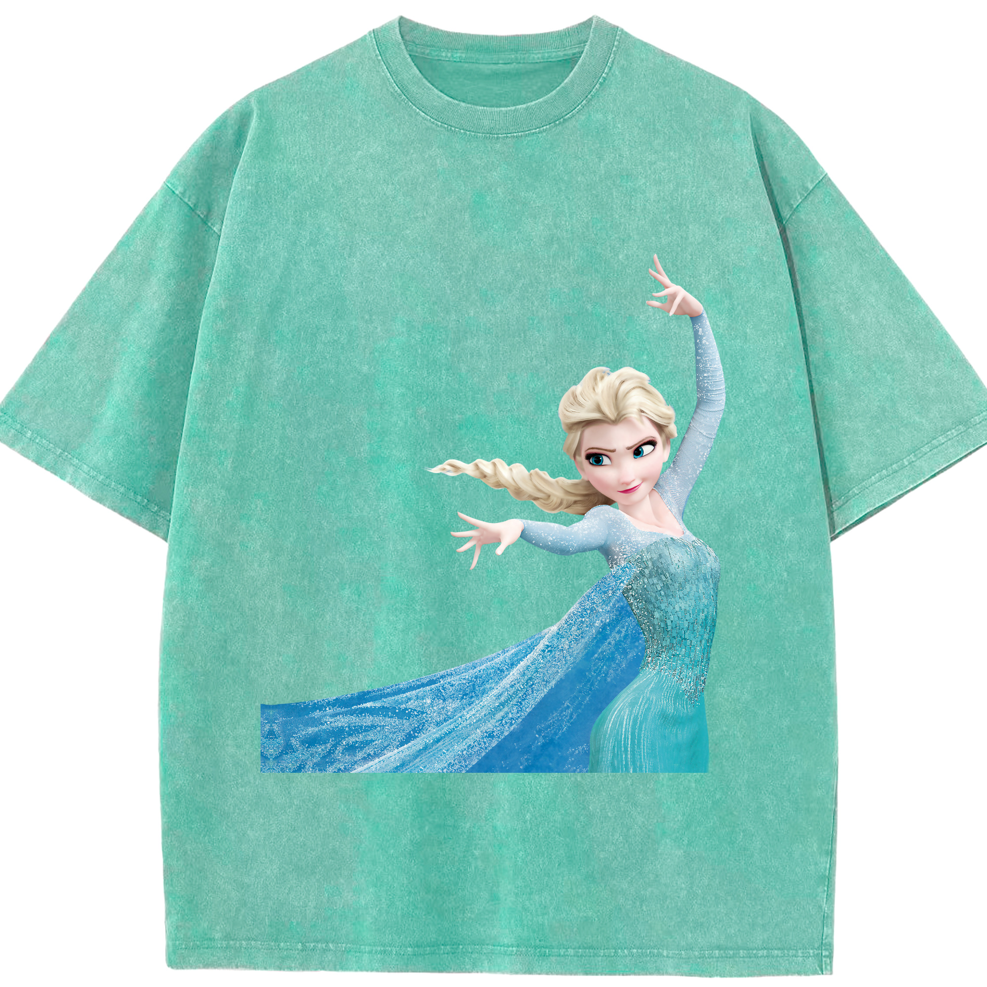 （画像用） アナと雪の女王 アンナ エルサ Frozen Anna Elsa 綿100% ヴィンテージ風 半袖Tシャツ（フロントプリント）